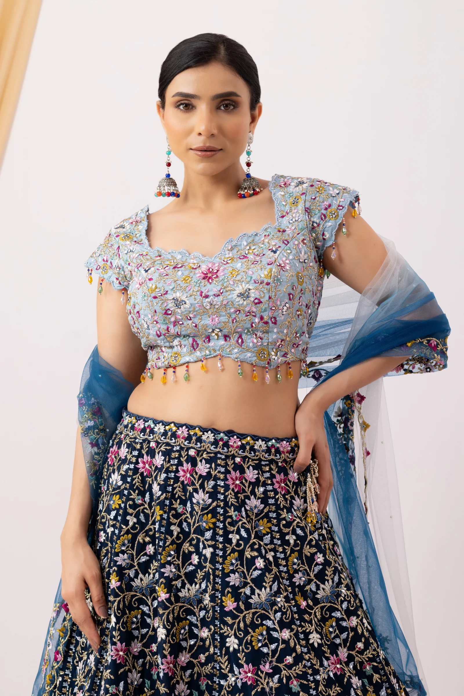 Blue Party wear lehenga set - Image 3