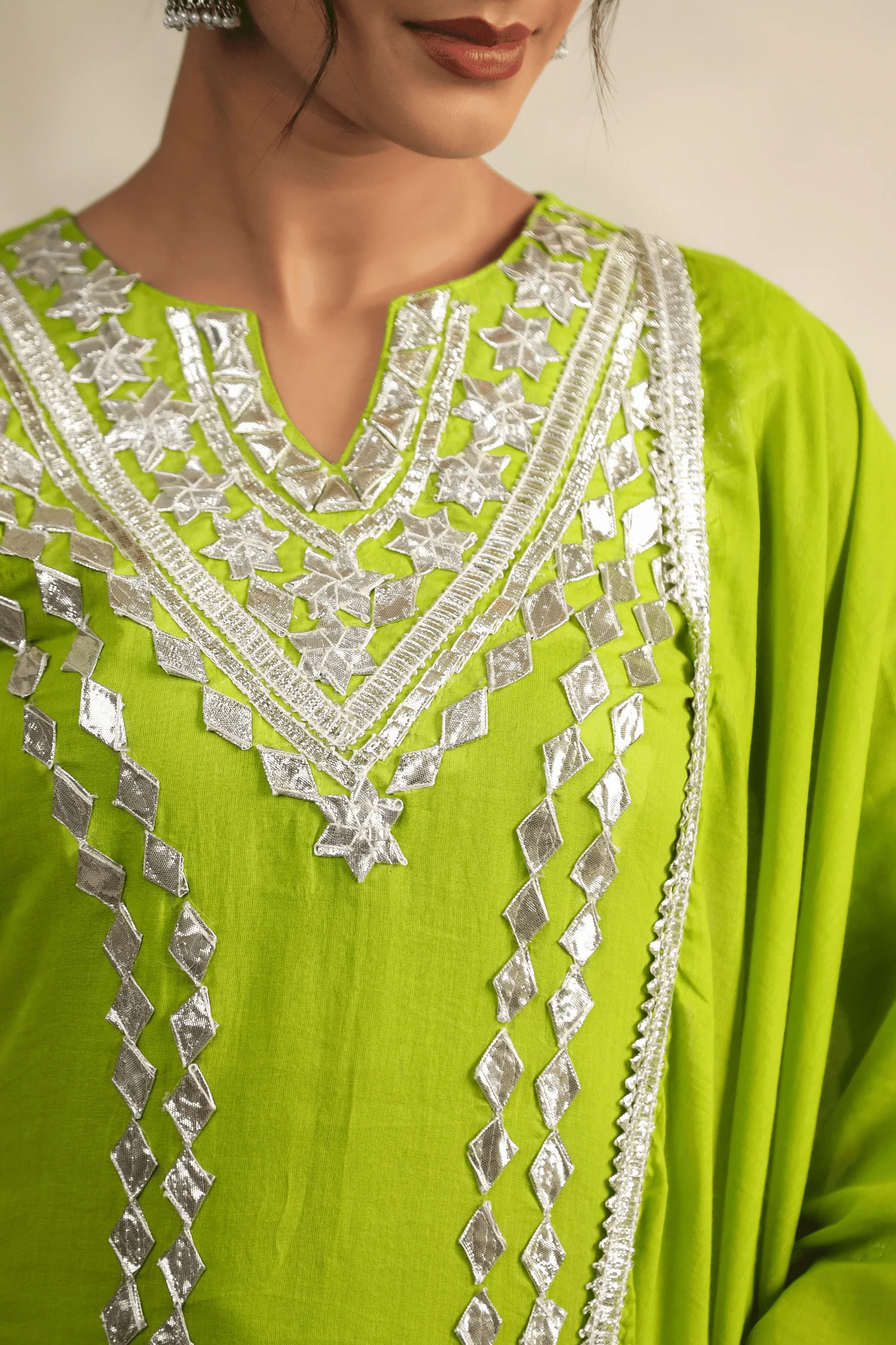 Green Gota Patti Straight Suit Set - Image 3