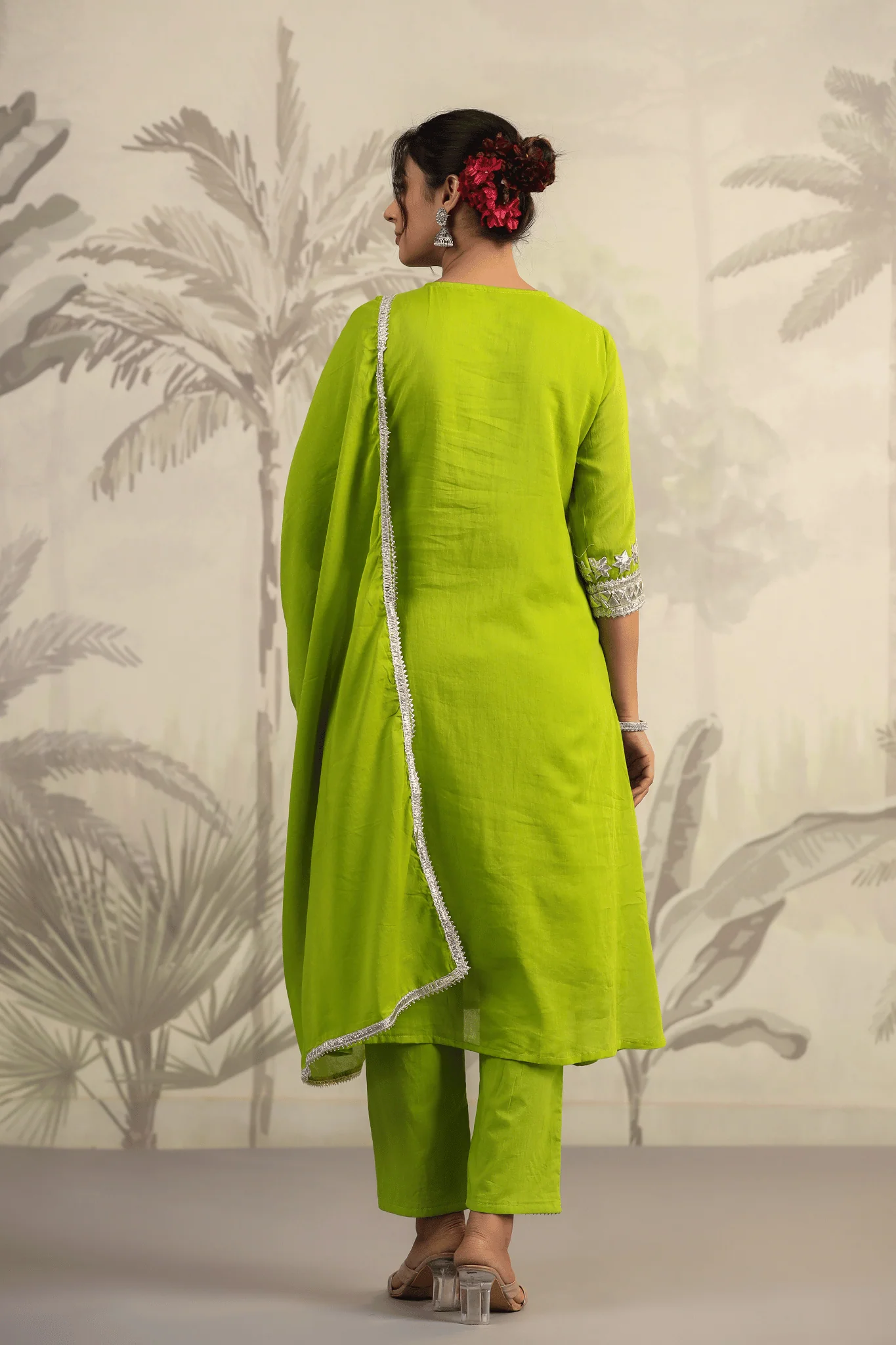 Green Gota Patti Straight Suit Set - Image 4