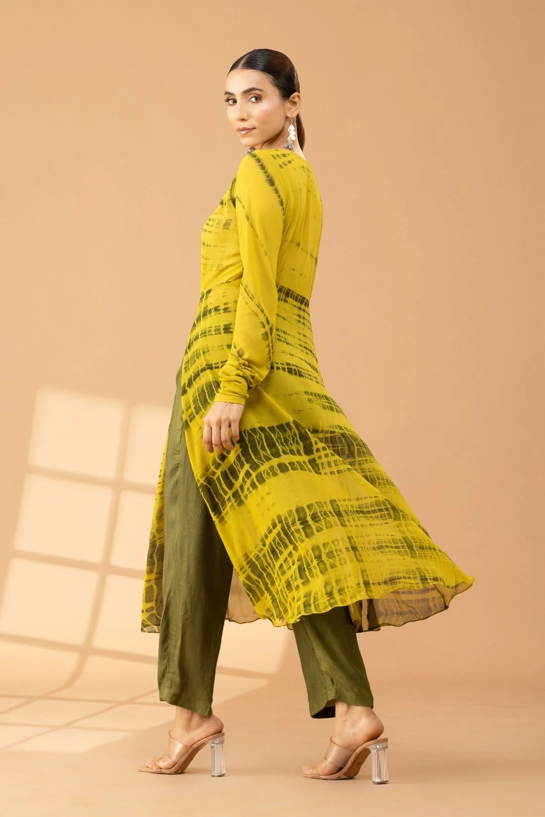 Green Tie & Dye Georgette Kurta Set - Image 4