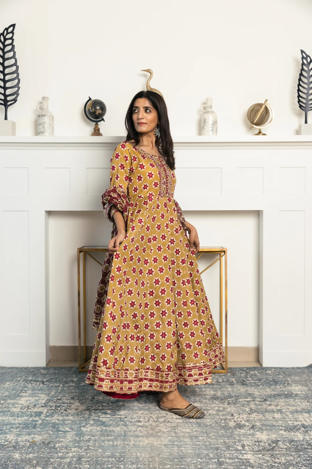 Mehndi Block Print Anarkali Dress. - Image 3
