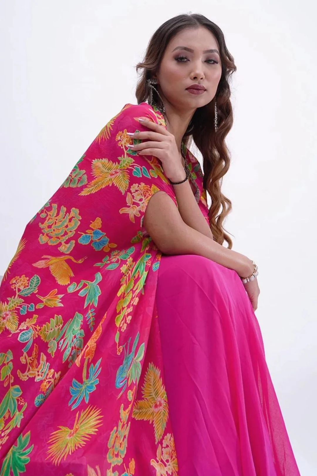 Pink Georgette Cape Set - Image 5