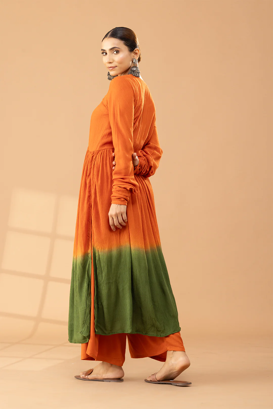 Rust Green Ombre Kurta Set - Image 4