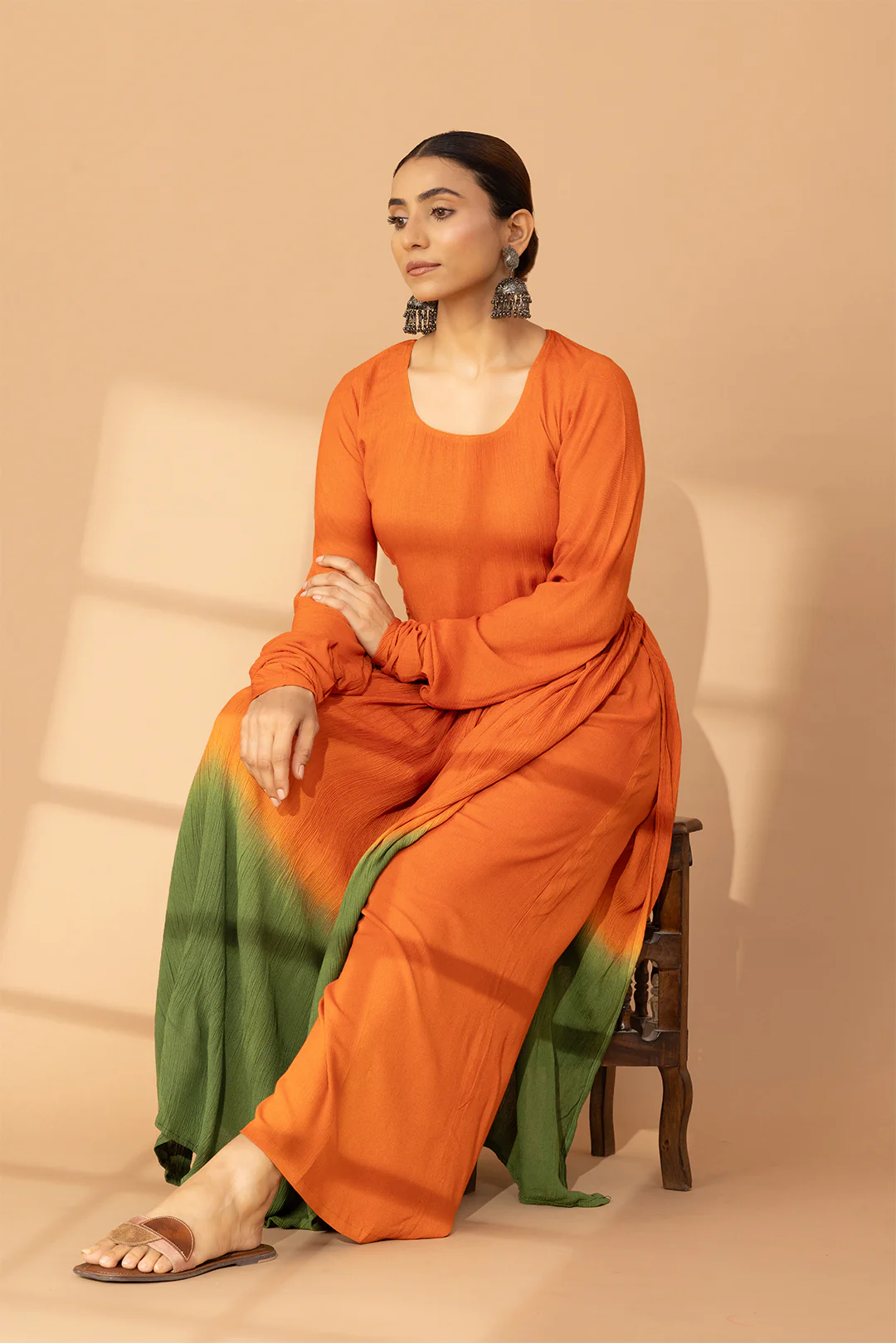 Rust Green Ombre Kurta Set - Image 5