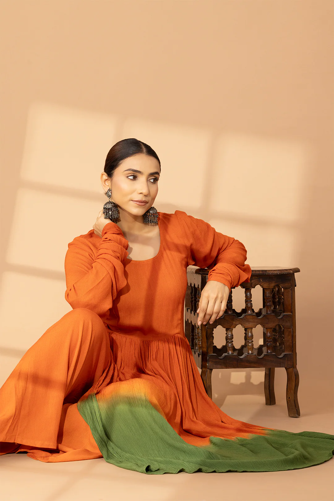 Rust Green Ombre Kurta Set - Image 6